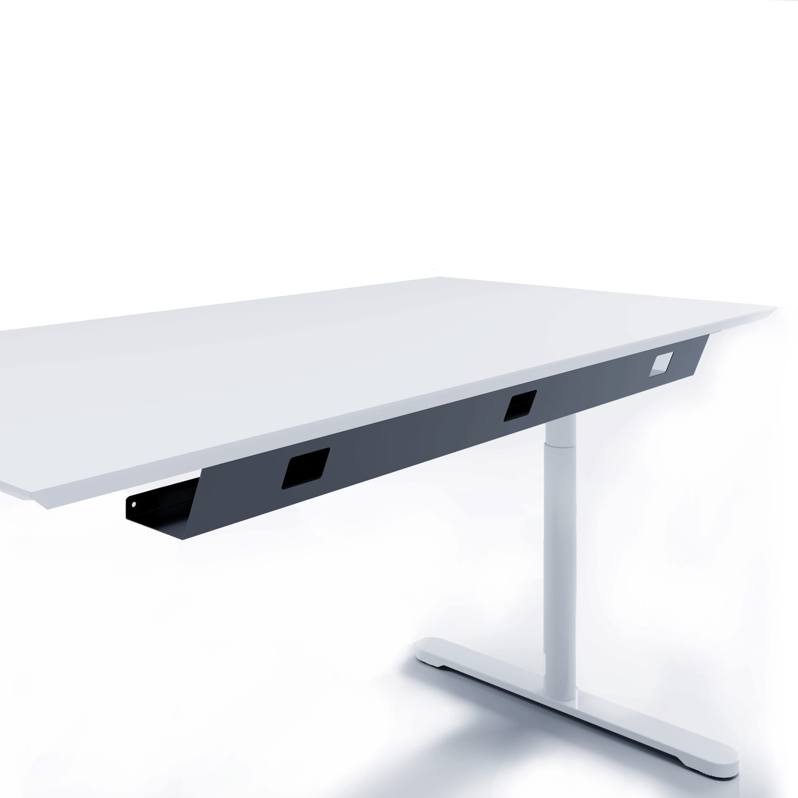 Premium Kabelwanne 110cm einteilig | Der Kabelkanal für effektives Kabelmanagement am Schreibtisch für Dein Büro | Kabelhalter fix (schwarz)