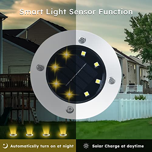 Mydethun Solar Powered Ground Light - Night Light, Waterproof In-Ground Lights For Landscape Garden Patio Pathway Lawn Yard Driveway, White, 12 Pack #TOP1
