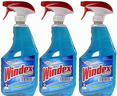 Windex Powerized Glass Cleaner with Ammonia-d, 32 Oz. Trigger Spray Bottle (Pack of 3)