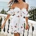 Produktbild nobrand Off Shoulder Elegant White Beach Minikleid Schnürrüschen Paket Hip Vintage Print Kleid Rückenlos Party Bodycon Kleid S Weiß