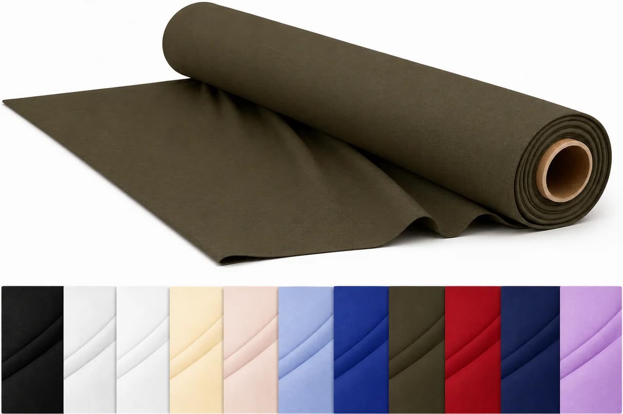 CraftsFabrics Plain Dyed Homespun Cotton Fabric – 100% Cotton – 110cm Wide – Soft Woven Craft Fabric for Sewing, Quilting, Dressmaking, Crafts & Home Décor (Khaki, 2 Metre Pre-Cut) — image 1