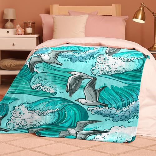 Couverture polaire oiseaux bleue plaid en microfibre douce haut de gamme - 8
