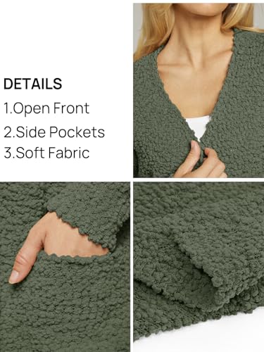 Image of MEROKEETY Women's Long Sleeve Soft Chunky Knit Sweater Open Front Cardigans Outwear Coat