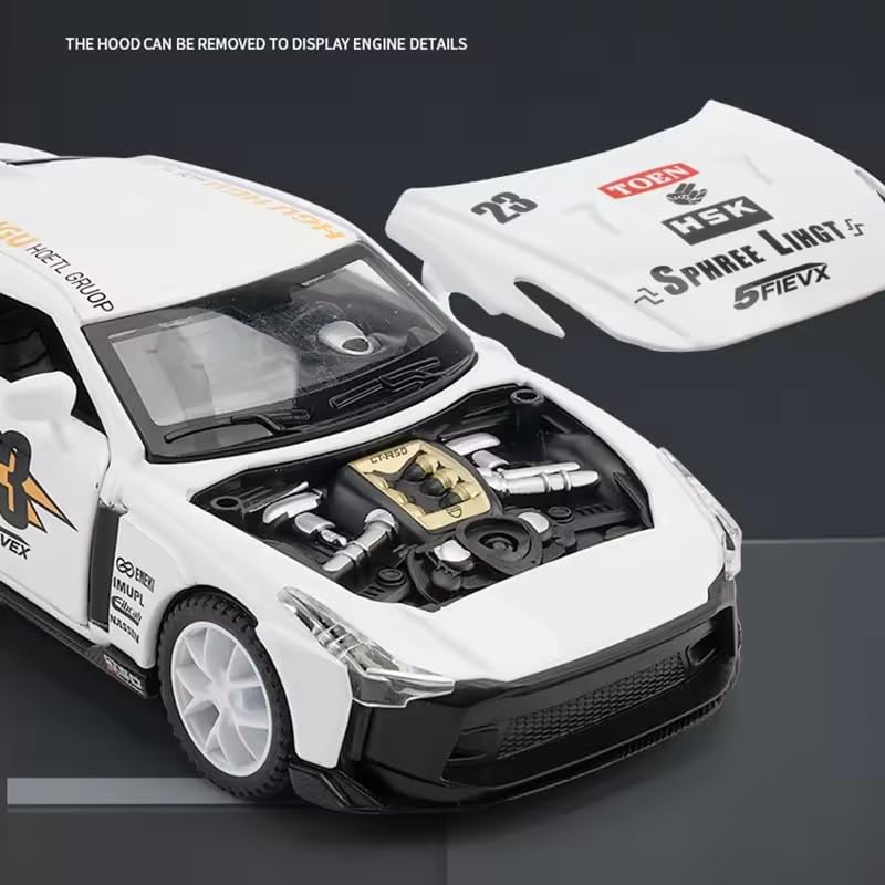 Image of Alokik Enterprise 1:32 Nissan GTR50 Sport Diecast Metal Pull Back Car with 2 Openable Doors with Lights & Sound Toy Decoration, Showpiece Car Best Gift Toys for Kids 【White】