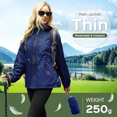 Cooling Lightweight Rain Jacket Women - 3D Vent Hooded Trench Coat, Waterproof Packable Windbreaker for Women/Men3