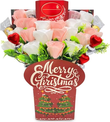 Christmas Chocolate Bouquet Gift Set with Scented Candle & R