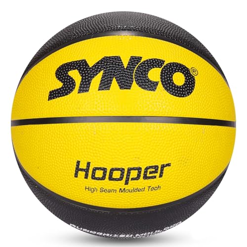Image of Synco Hooper Basketball Size-7 | Men's Basketball | Moulded Technology | 8 Panel | Suitable for Indoor & Outdoor Games (Yellow Black)