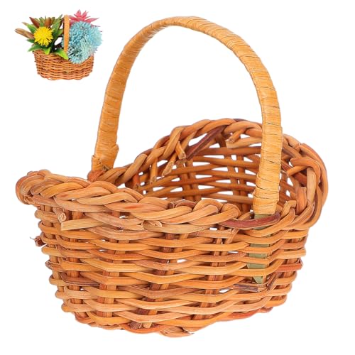 FONDOTIN Mini Rattan Korb mit Henkel Handgeflochtener Kleiner...