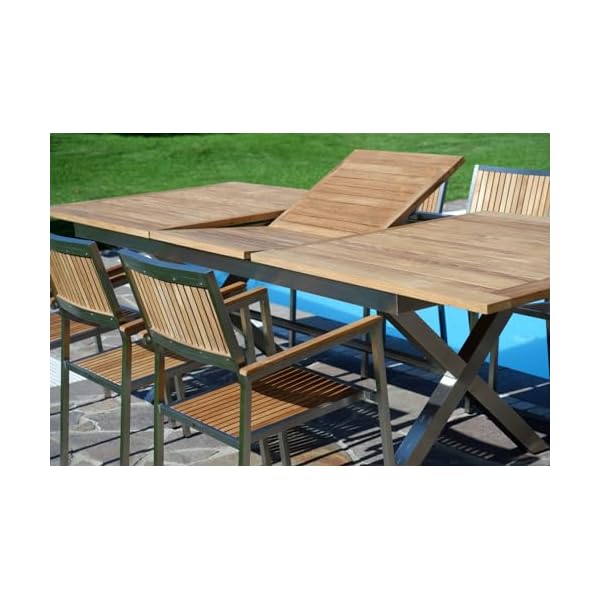 Gartengarnitur Nassau/Kuba Teak Edelstahl mit 10 Sesseln
