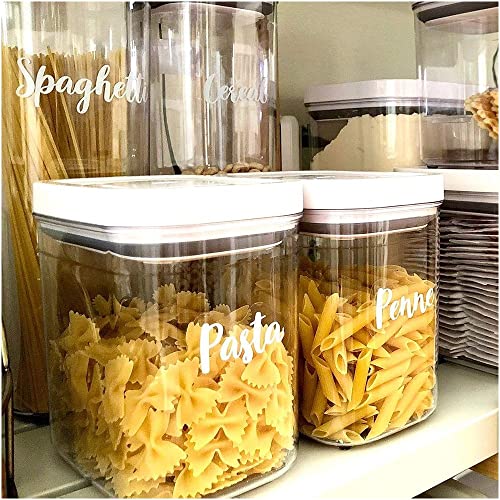 Talented Kitchen 135 White Cursive Pantry Labels – Kitchen Pantry Names Food Label Sticker, Water Resistant Pantry Labels for Containers, Jar Labels Pantry Organization and Storage. 135 White Cursive