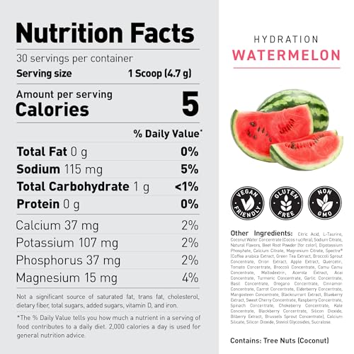 Image of Kaged Hydration Electrolytes Powder | Watermelon | Hydra-Charge Sports Drink Mix | Pre, Post, Intra Workout | Low Carb, Vegan, Gluten Free | Supplements for Men & Women | 30 Servings