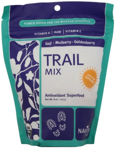 Navitas Naturals Organic Raw Trail Mix (Goji-Mulberry-Goldenberry), 8 Ounce Pouch, 8 Servings.