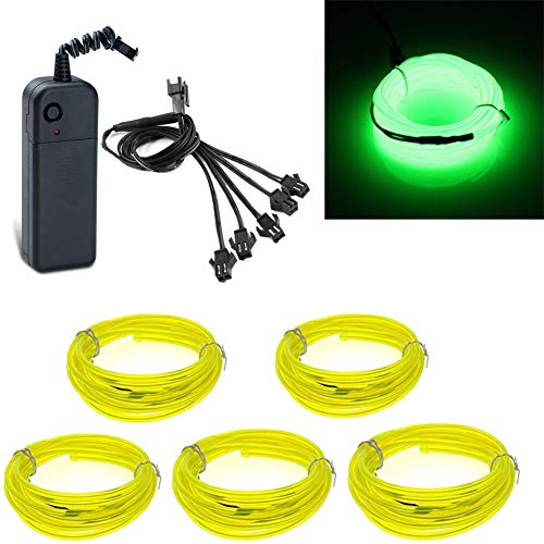 Image of ABALDI EL Wire Neon Light Portable Battery Powered Electroluminescent Wire for Xmas Party Decoration(5x1m,Fluorescent Green)
