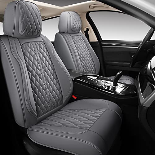 Nunivak Full Coverage Leather Car Seat Covers Full Set Fit For Cars Trucks Sedans With Waterproof Leatherette In Automotive Seat Cover Accessories (Grey) #TOP13