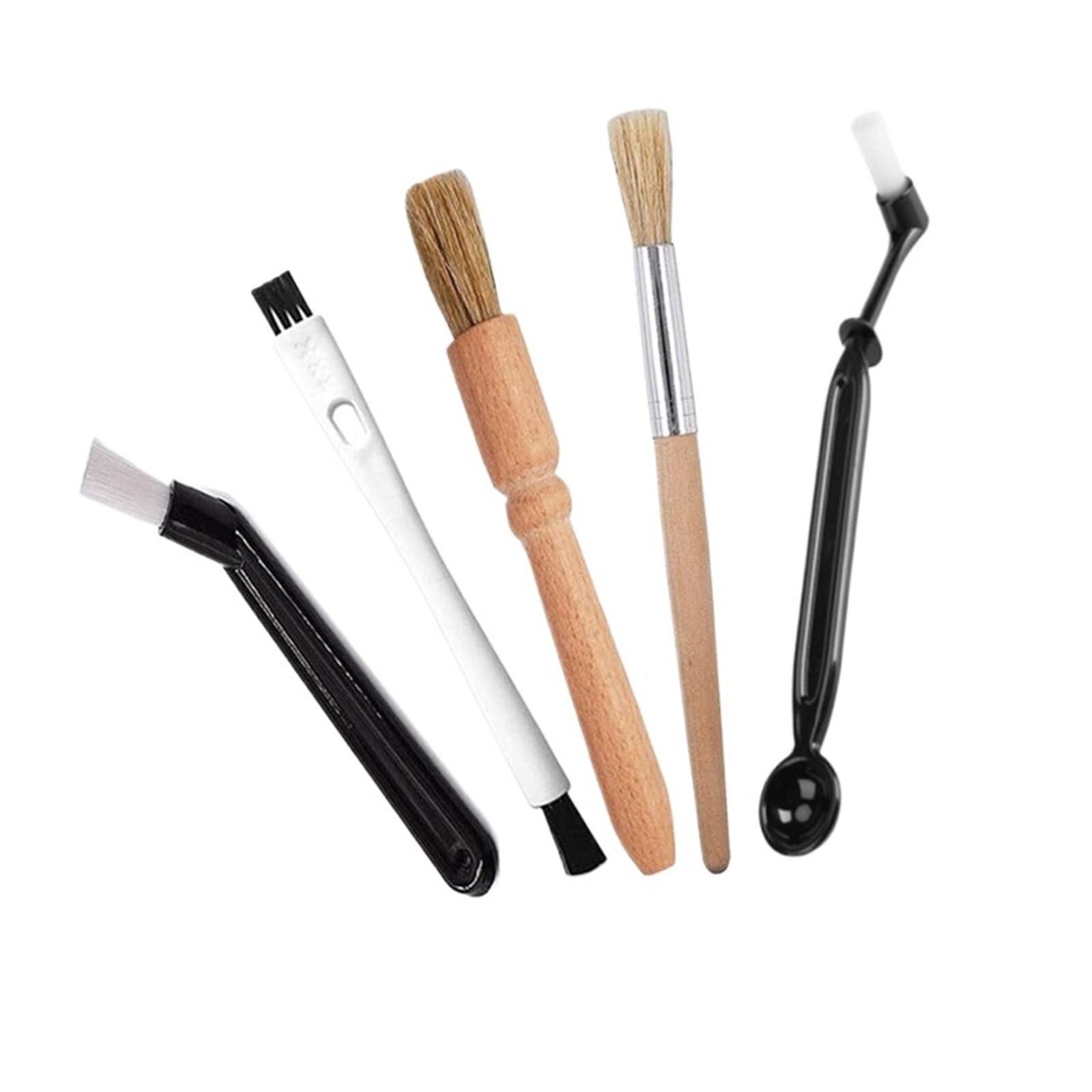 Kaffeemühle Reinigungsbürste Kaffeemühlenbürste aus Holz | Maschinenreinigendes Nylon-Reinigungsset(A-5PC)