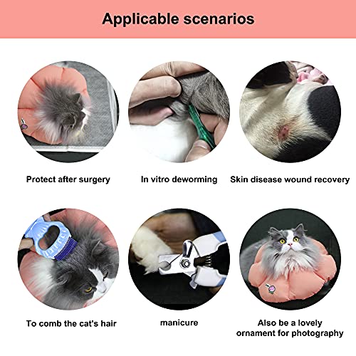Image of HiDREAM Cat Cone Collar,Cute Waterproof Elizabethan e Collar for Cats,Anti-Bite Lick Wound Healing Safety Cat Recovery Collar,All-Season Style