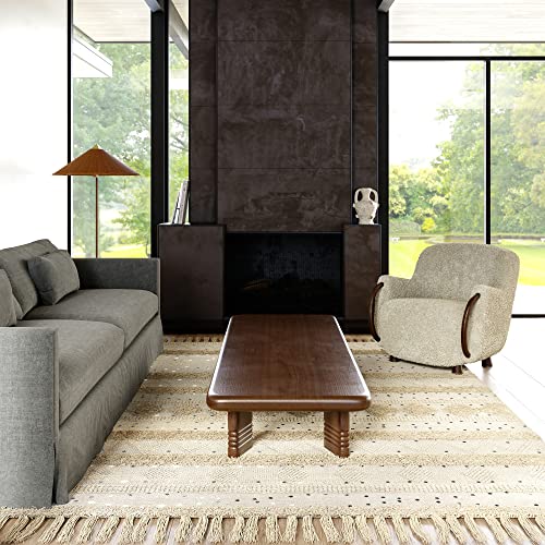 Rugs USA Chandy Textured Wool Area Rug, Oval 6x9, Cream