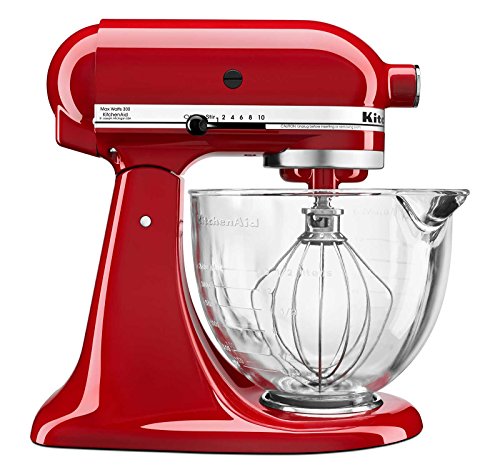 KitchenAid KSM105GBCER 5-Qt. Tilt-Head Stand Mixer with Glass Bowl and Flex Edge Beater - Empire Red - Image 3