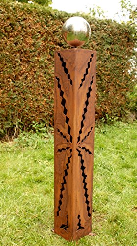 Preisvergleich Produktbild Gartendeko Rost Säule 100 cm mit Edelstahlkugel