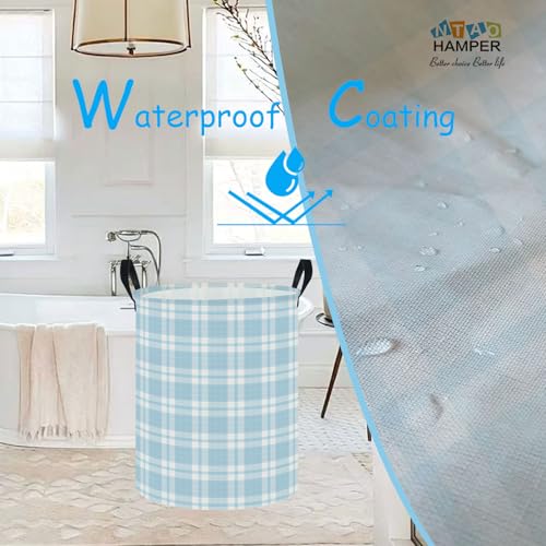Image of NTAOHAMPER Laundry Hamper, Laundry Basket, Baby Nursery Hamper, Waterproof Storage Bin, Clothes Organizer Basket, Room Decor (Blue Plaid)