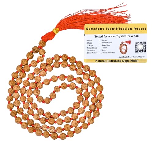 Image of Rudraksha Mala 108 Beads Original Panchmukhi, Authentic Rudraksha Chain for Men, Spiritual Japa Mala 108 Beads Prayer Meditation Rudraksha Mala Necklace, Handcrafted with Natural Beads for Inner Peace