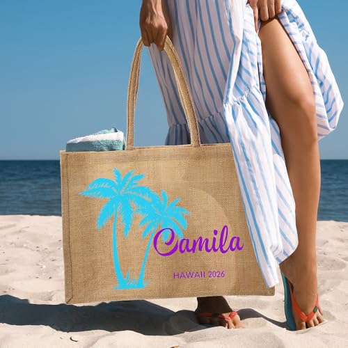 Bolso tote grande personalizado con palma para mujer miniatura 3