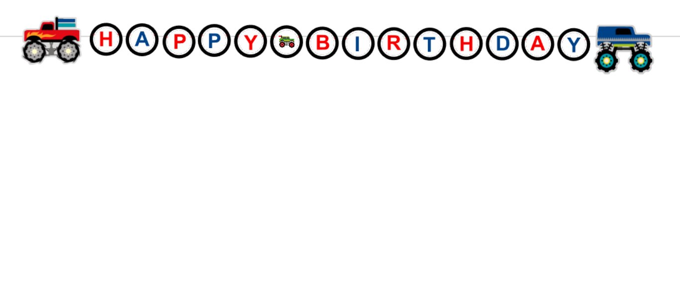 MONSTER TRUCK HAPPY BIRTHDAY BANNER, Happy Birthday Banner, Monster Banner, Monster Truck Birthday, Monster Truck Decorations, Monster Truck Party, Monster Truck Party Supplies