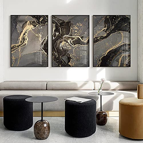 Toile marbre noir doré décoration murale salon affiche moderne KEBIA 50x70