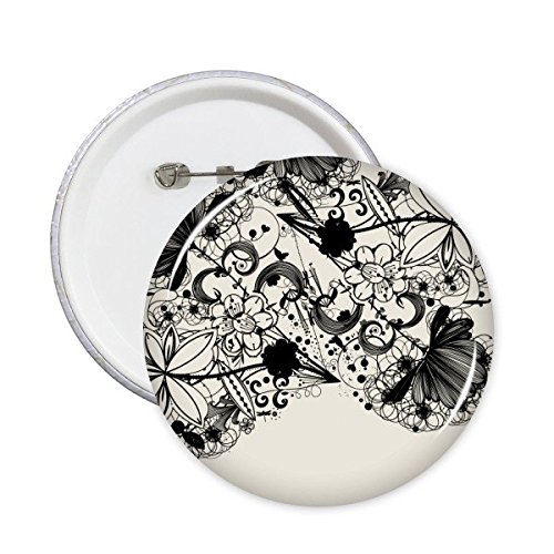 Badge silhouette de fleurs noir et blanc pour personnaliser vos vêtements et sacs au quotidien
