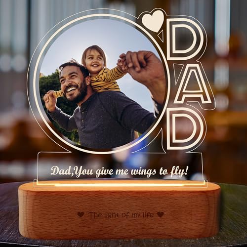 Image of ZOCI VOCI Wings of Light: Fathers Day Gift for Dad, Customized Photo LED Lamp for Papa, Daddy, Grandpa, Dadaji, Personalized Birthday Gift for Father (Warm Light)