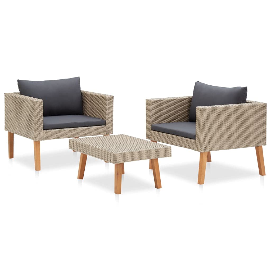 Juego de muebles de jardín de 3 piezas de ratán para exteriores, mesa de jardín, grupo de asientos para balcón interior y exterior, terraza, jardín, balcón, piscina
