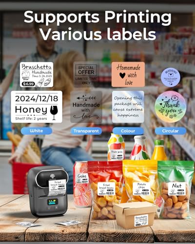 Image of Phomemo M110 Label Makers- with 3 Rolls Labels, Barcode Label Printer Thermal Bluetooth Portable Printer for Small Business, Address, Logo, Clothing, Mailing, Sticker Printers for Phone & PC, Gray