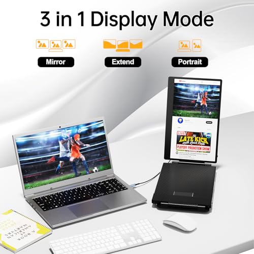 Image of KEFEYA Laptop Screen Extender, 14.2 inch Portable Triple Monitor for Laptop with Full HD IPS Display, Monitor Extender Compatible with Mac, Windows, Chrome, Fits 13-17 Inch Laptops