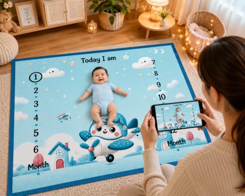 Image of NEW COMERS Milestone Baby Blanket for All Season Play Mat, Super Soft Foam | 3 Layer Thick Mat Blankets for Kids /New Born Monthly Photoshoot