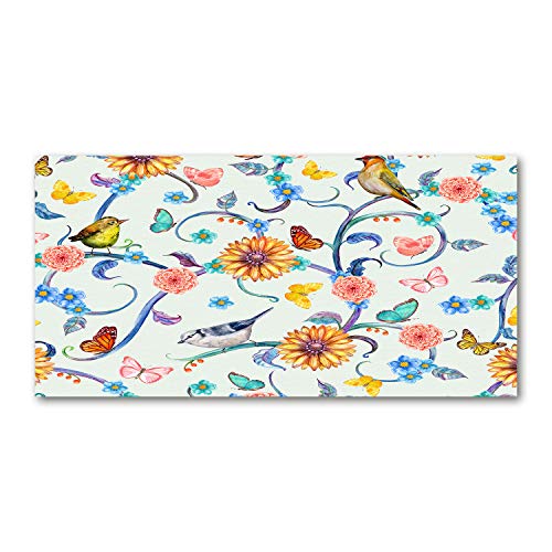Impression sur toile fleurs et oiseaux grand format 100x50 cm multicolore