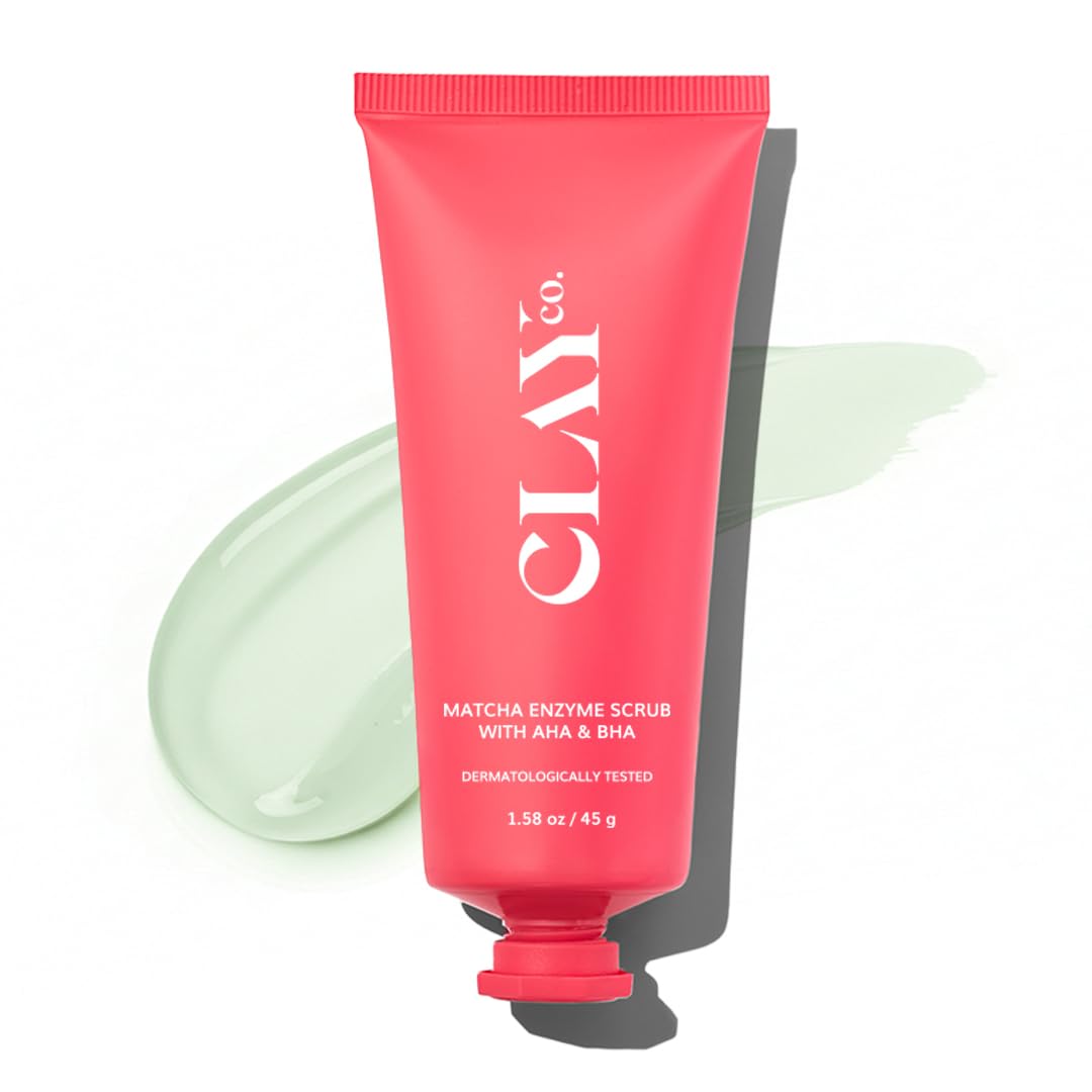 CLAYCO Matcha Enzyme Scrub with AHA & BHA | Gentle Exfoliating Green Tea Scrub for Dead Skin Removal, Blackheads & Pore Cleansing (45g)-image-44