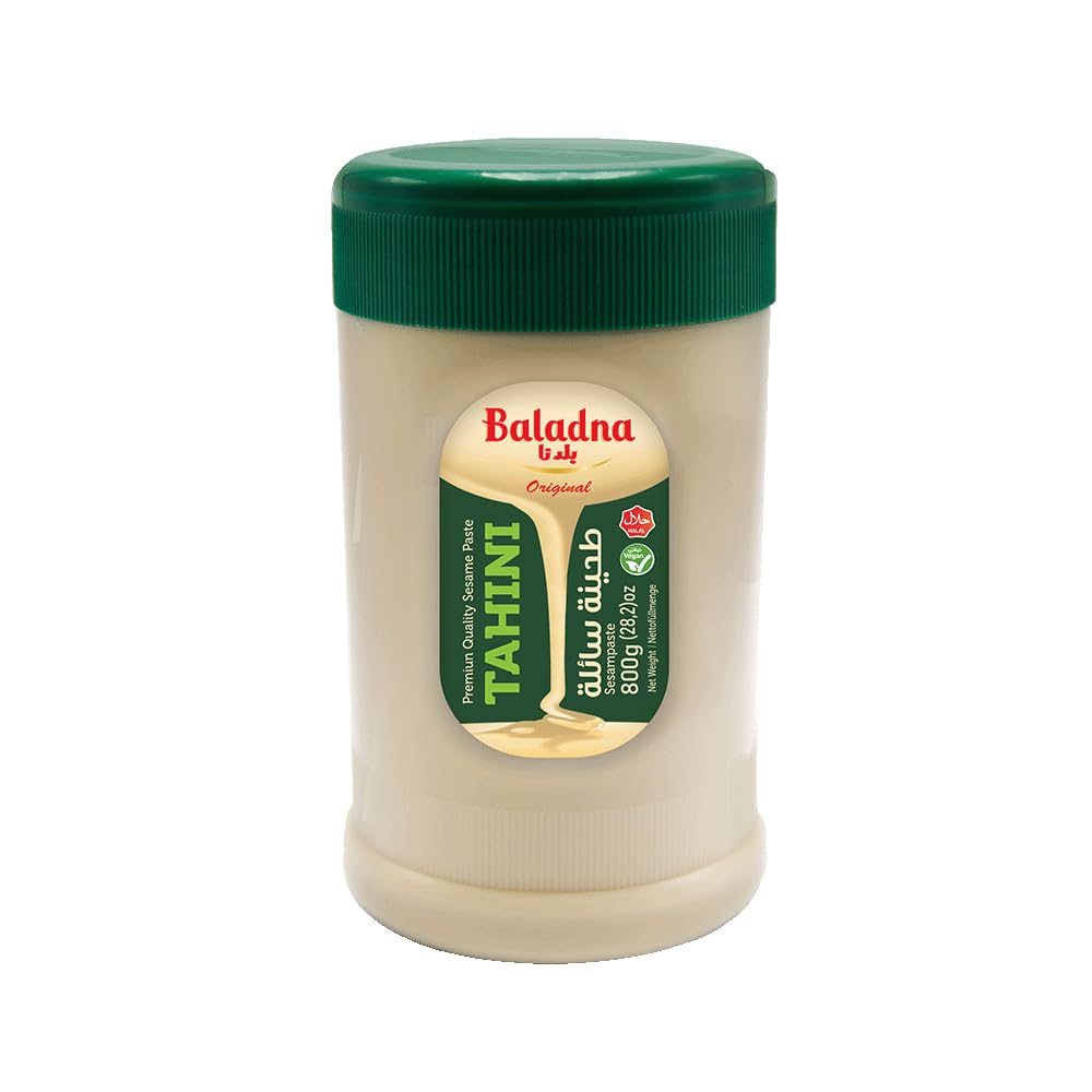 Baladna Tahini Sesampaste 800 g x 12 Pcs | 100% gemahlener Sesam | Ideal für Hummus & Saucen | Orientalische Spezialität | Vegan | Glutenfrei | Halal