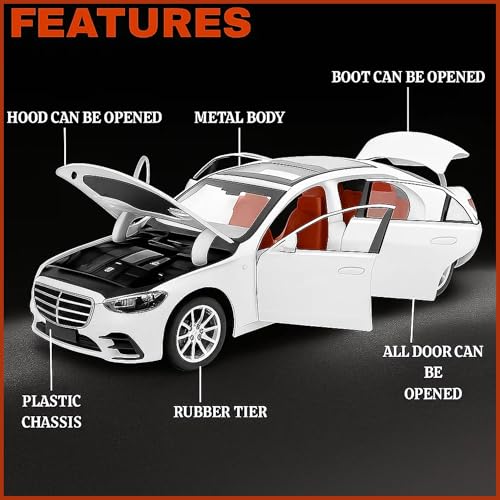 Image of GRAPHENE1:22 Scale RC Merceedes Maybach Diecast Metal Smoke Car Openable Door Light and Spray Effect Model Remote Controlled Toy Car Gifts Mist Toys for Kids Boy Girl