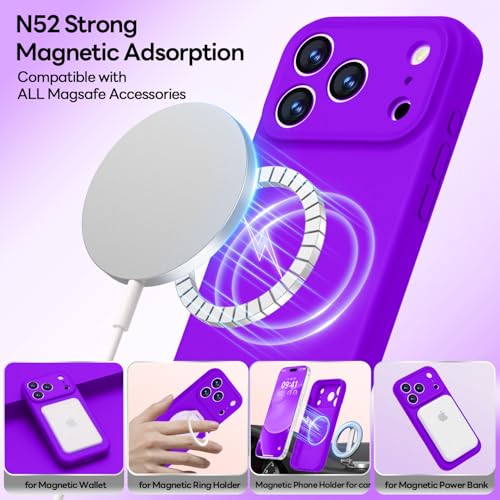 Image of LOVE 3000 Designed for iPhone 17 Pro Case, Premium Silicone [Compatible with Magsafe][Soft Anti-Scratch Microfiber Lining] Shockproof Protective Phone Case for Men Women 6.3 inch, Neon Purple