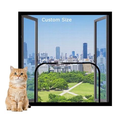 Hruile Malla de protección para gatos, red de seguridad para gatos de tamaño personalizado, pantalla de ventana para mascotas a prueba de desgarros, mosquitera antimosquitos, malla autoadhesiva con