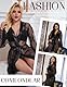 comeondear Damen Kimono Spitze Große Größen Babydoll Negligee Dessous Set Reizwäsche für Frauen Unterwäsche Bademantel Lingerie mit String(Schwarz,M-L)