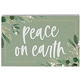 Simply Said, INC Small Talk Christmas Sign - Peace on Earth Decor - Christmas Peace Sign - Wooden Small World Peace Decor - Farmhouse Christmas Decoration - 3.5 x 5.25 inches STR2101