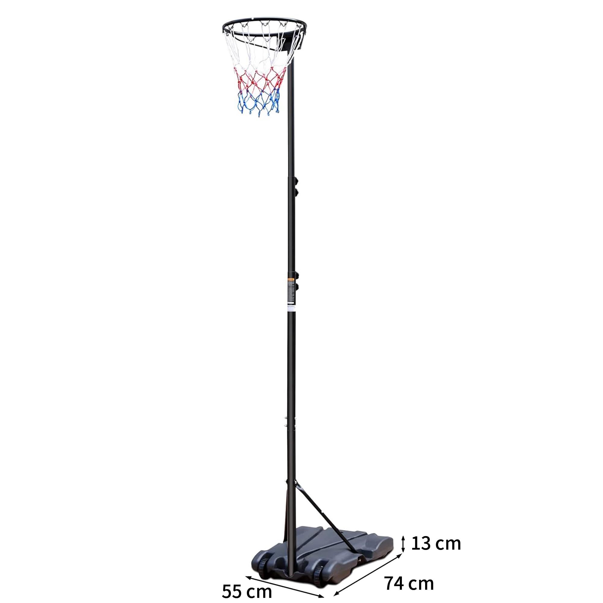 Canasta de Baloncesto Portátil de Hierro, Ajustable, Negro, 55x74x304.8 cm