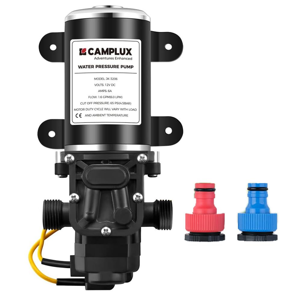 Camplux 12V Water Pump 65PSI DC 1.6GPM 6LPM Diaphragm for Caravan RV Marine Fishing Boat