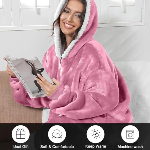 Image of Oversized Wearab Blanket Hoodie, Cozy Flannel Blanket with Sleeves and Zipper for Women, Mens, Teens