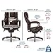 La-Z-Boy® Bellamy Executive Office Chair with Memory Foam Cushions, Real Wood Arms and Swivel Base, Waterfall Seat Edge, Faux Bonded Leather, Brown