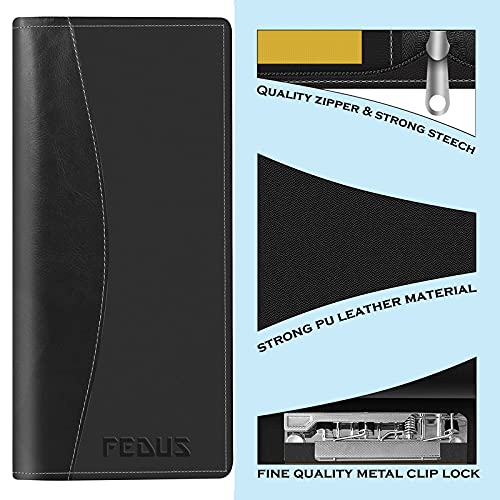 Image of FEDUS Multiple Cheque Book Holder for Cards, PU Leather Expanding Cheque Book, Traveling Wallets, Checkbook Holder, Documents Holder for Office & Home Use