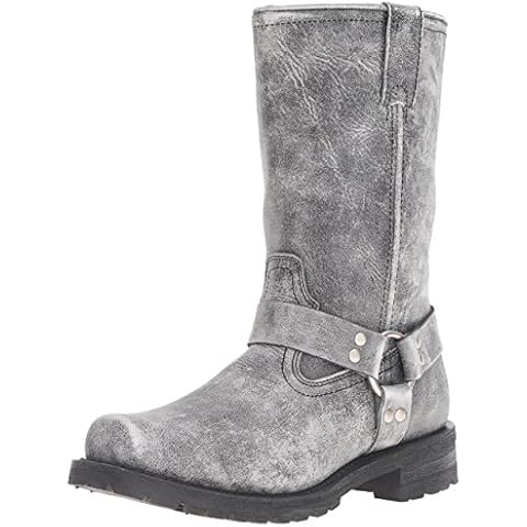 RIDETECS Men's 13in Stonewash Harness Black Leather Motorcycle Riding Boots for Men Cover
