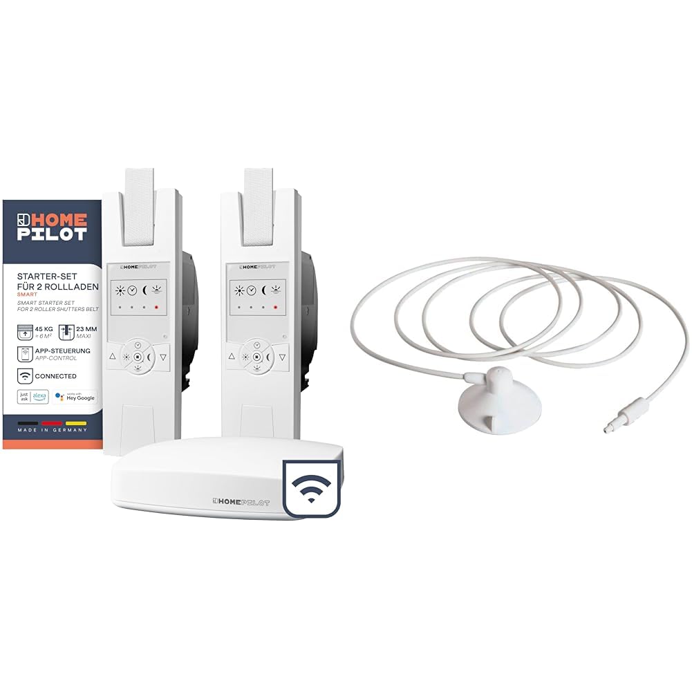 HOMEPILOT Rollladen Smart-Home Starter-Set & Sonnensensor 0,75m - passend für RolloTron elektrischer Gurtwickler