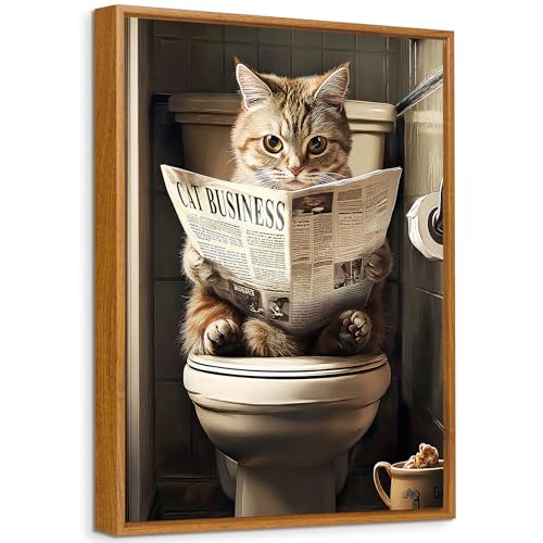 Peinture impression sur toile chat journal cadre noir durable